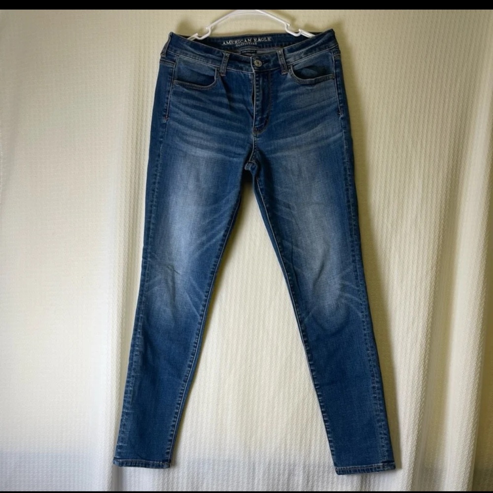 American Eagle Outfitters Dark Blue Skinny Jeans Super Stretch X Size 8